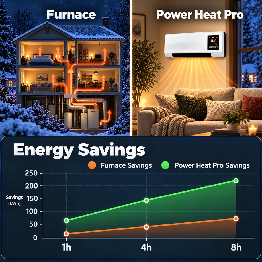Illustrative comparison graphic about heating energy use